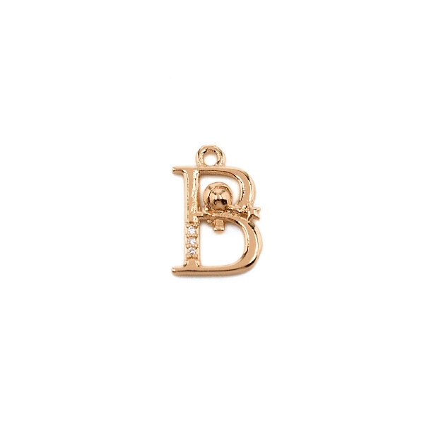 

PandaHall Brass Micro Pave Cubic Zirconia Charms, Long-plating, Letter, Letter.B, 16x11x3mm, Hole: 1.5mm Brass+Cubic Zirconia Letter Clear