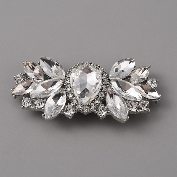 

PandaHall Alloy Rhinestone Shoe Decorations, Detachable Shoe Buckle Clips, with Iron Findings, Flower, Platinum, 30.5x62x12mm..., Clear