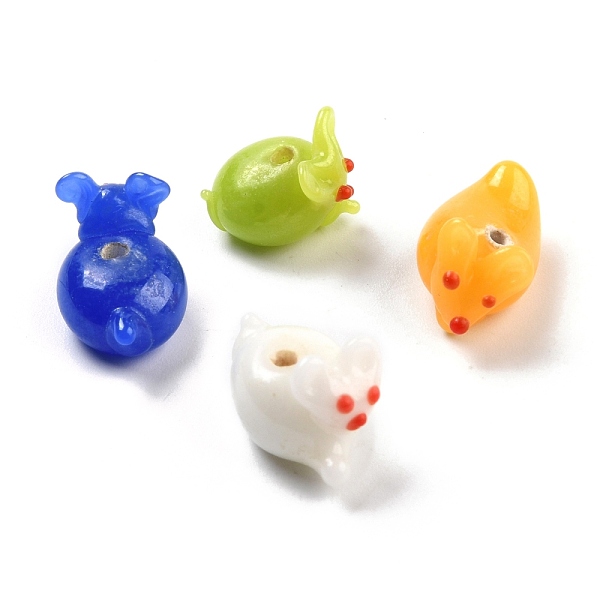 

PandaHall Handmade Lampwork Beads, Mouse, Mixed Color, 14.5~19x11~12x12~13mm, Hole: 1.6~1.9mm Lampwork Mouse Multicolor