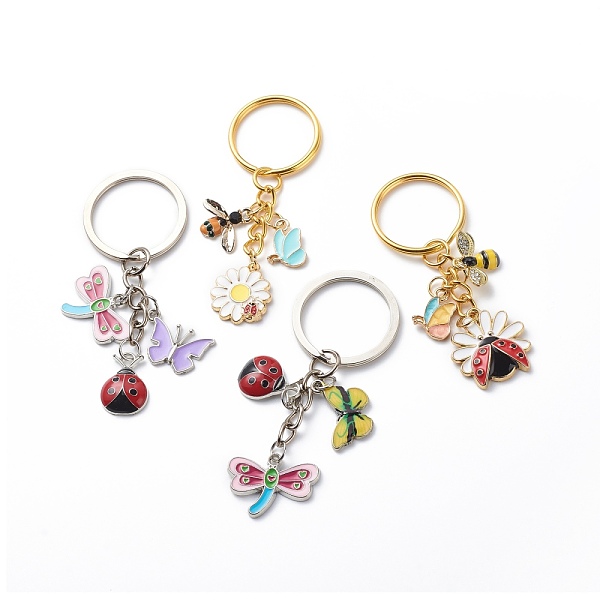 

PandaHall 4Pcs Insect Theme Keychain, Bee Butterfly Dragonfly Ladybug Enamel Pendant Keychain, with Alloy Findings, Platinum & Golden...