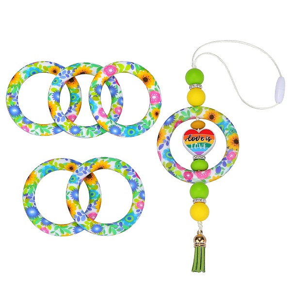 

PandaHall 5Pcs Ring Food Grade Eco-Friendly Silicone Beads, Chewing Beads For Teethers, DIY Nursing Necklaces Making, Colorful, 65x9.5mm..., Multicolor