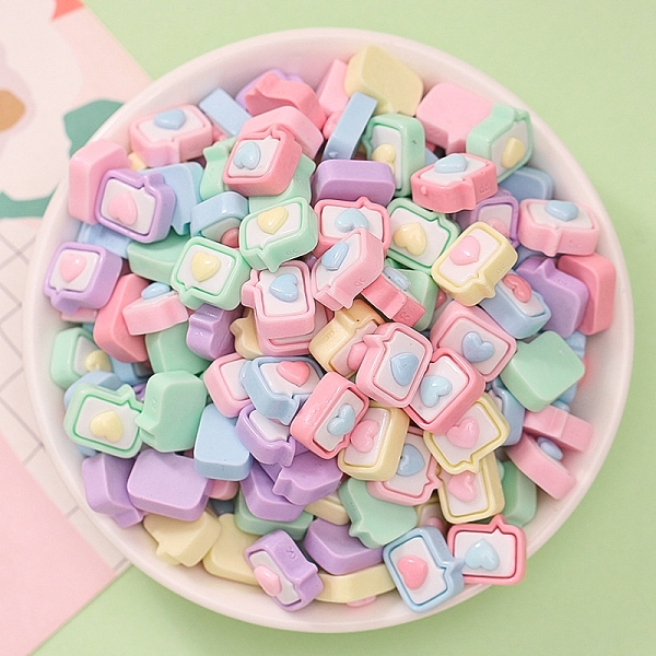 

PandaHall Opaque Resin Cabochons, Cartoon Rainbow Color Cabochons, Rectangle, 11.5~12x13x7mm Resin Rectangle