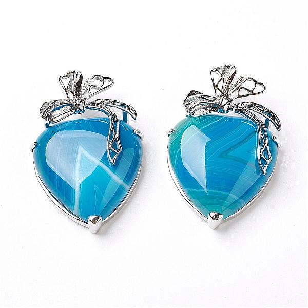 

PandaHall Natural Agate Pendants, with Platinum Tone Brass Findings, Heart, 46x32x10mm, Hole: 3.5x6mm Natural Agate Heart