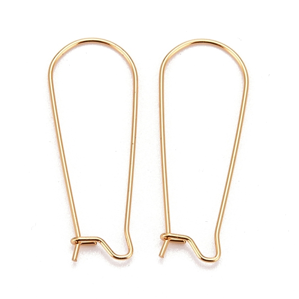 

PandaHall 316 Surgical Stainless Steel Hoop Earring Findings, Kidney Ear Wires, Real 18k Gold Plated, 10 Gauge, 33x13x2.5mm, Pin: 0.7mm 316...