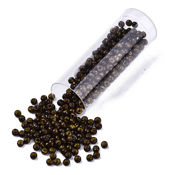 

PandaHall Czech Glass Beads, Round Glass Seed Beads, Baking Paint Style, Dark Olive Green, 8/0, 3x2mm, Hole: 1mm, about 10g/bottle Czech...