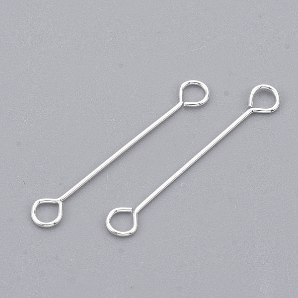 

PandaHall Iron Eye Pins, Cadmium Free & Lead Free, Double Sided Eye Pins, Silver, 20x0.4mm, Hole: 1.8mm, Head: 3mm Iron