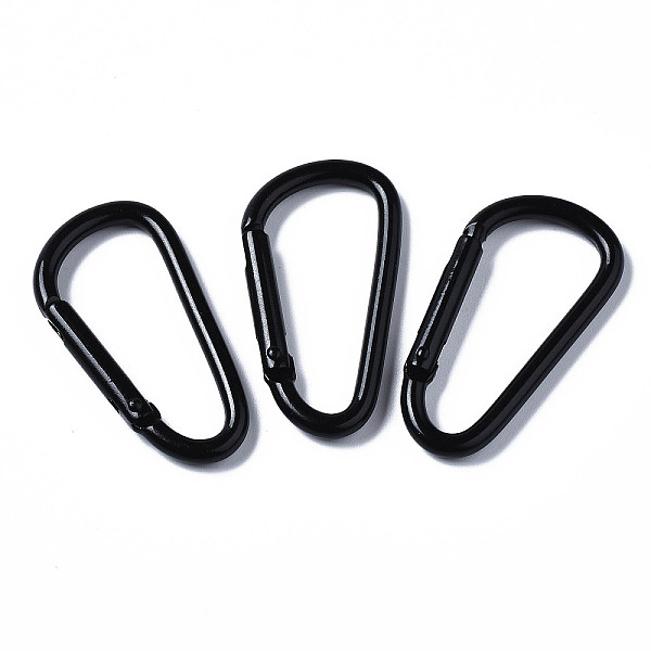 

PandaHall Aluminum Spring Gate Rings, D Shape, Black, 46x24x4.5mm, Inner Diameter: 38.5x16mm Aluminum Black