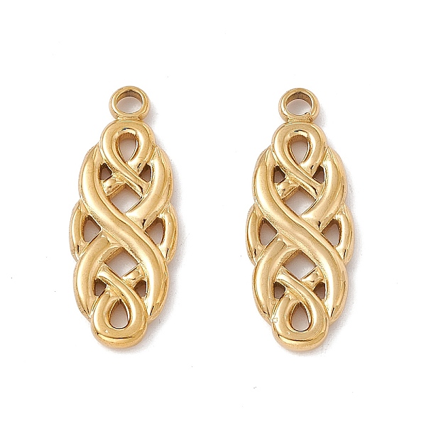 

PandaHall Ion Plating(IP) 201 Stainless Steel Pendants, Knot Charms, Real 18K Gold Plated, 29x11x2.5mm, Hole: 2.5mm 201 Stainless Steel...