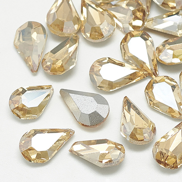 

PandaHall Pointed Back Glass Rhinestone Cabochons, Back Plated, Faceted, teardrop, Light Colorado Topaz, 8x5x3mm Glass Rhinestone Teardrop..., Yellow