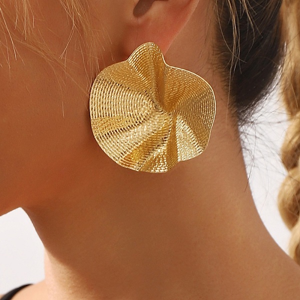Lotus Leaf Iron Stud Earrings