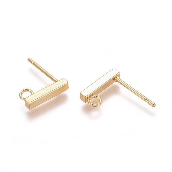 

PandaHall 304 Stainless Steel Stud Earring Findings, with Loop, Rectangle, Real 18k Gold Plated, 10x2x2mm, Hole: 1.5~1.8mm, Pin: 0.8mm 304...