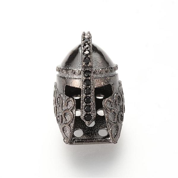 

PandaHall Brass Micro Pave Cubic Zirconia Gladiator Helmet Beads, Gunmetal, 19~20x15~16x11.5mm Brass+Cubic Zirconia Hat
