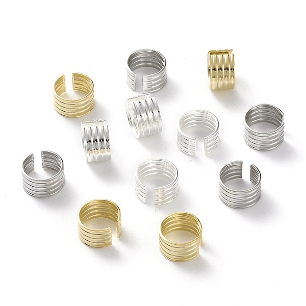 

PandaHall Unisex Brass Cuff Earrings, Grooved, Mixed Color, 9.5x6x0.7mm Brass