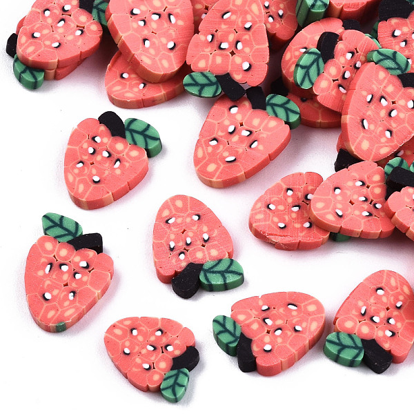 

PandaHall Handmade Polymer Clay Cabochons, Strawberry Shape, Tomato, 11x8x2mm Polymer Clay Fruit Red
