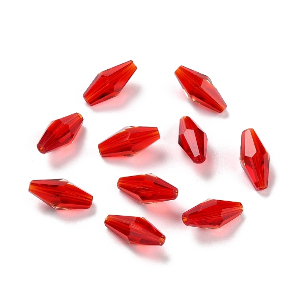 

PandaHall Transparent Glass Beads, Faceted, Bicone, FireBrick, 12x6mm, Hole: 1mm Glass Bicone Red