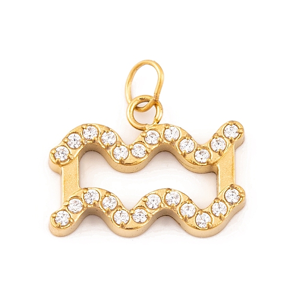 

PandaHall 316 Stainless Steel Micro Pave Cubic Zirconia Pendants, with Jump Rings, Real 18K Gold Plated, 12 Constellation Charm, Real 18K..., Clear