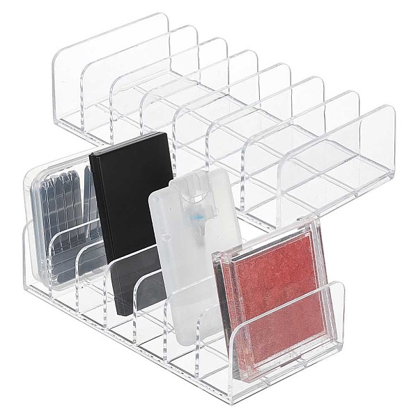 PandaHall 7 Grids Transparent Acrylic Eyeshadow Palette Makeup Organizer, Cosmetics Storage Holder for Bathroom Countertops, Clear...
