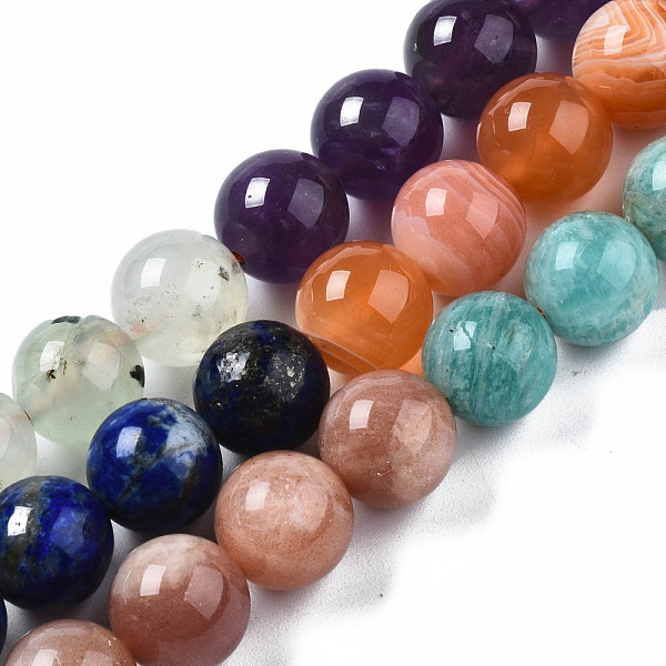 

PandaHall Natural Amazonite & Sunstone & Citrine & Amethyst & Prehnite & Botswana Agate & Lapis Lazuli Beads Strands, Round, 10mm, Hole: 1mm...