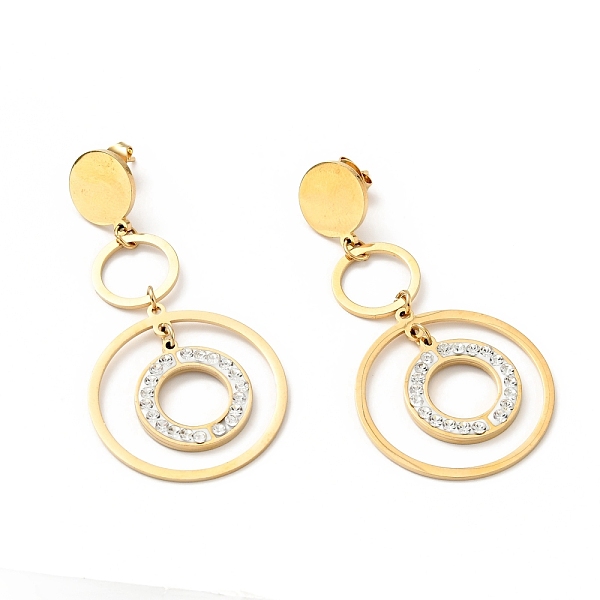 

PandaHall Crystal Rhinestone Ring Dangle Stud Earrings with 316 Stainless Steel Pins, Vacuum Plating 304 Stainless Steel Jewelry for Women..., White