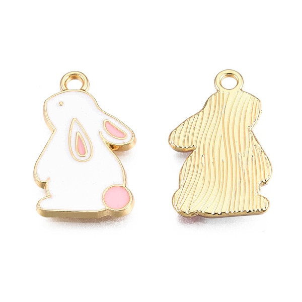 

PandaHall Alloy Pendants, with Enamel, Rabbit, Light Gold, White, 22x13x2mm, Hole: 2mm Alloy+Enamel Rabbit White