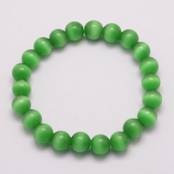 

PandaHall Cat Eye Beads Stretch Bracelets, Round, Green, 1-7/8 inch(47mm) Cat Eye Green