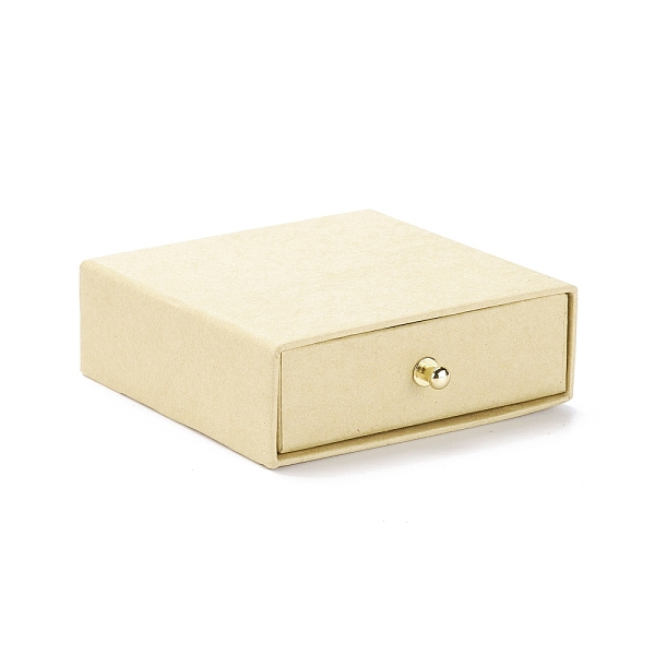 

PandaHall Square Paper Drawer Jewelry Set Box, with Brass Rivet, for Earring, Ring and Necklace Gifts Packaging, Pale Goldenrod, 9x9x3~3.2cm...