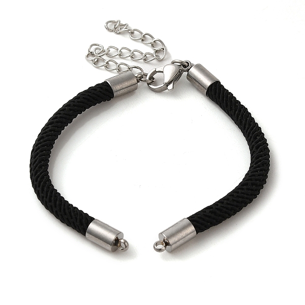

PandaHall Milan Cord & 304 Stainless Steel Bracelets Making, Black, 6-3/8 inch(16.3cm) 304 Stainless Steel Black