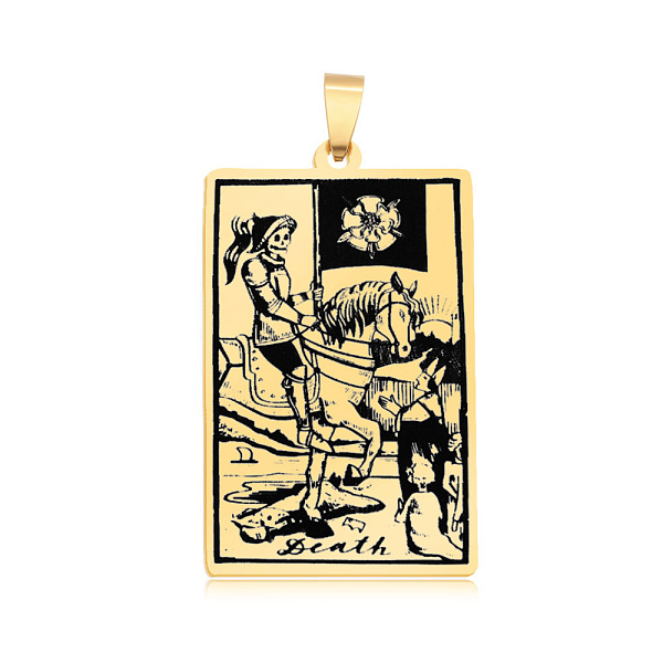 

PandaHall 201 Stainless Steel Pendants, Laser Engraved Pattern, Tarot Card Pendants, Golden, Death XIII, 40x24x1mm, Hole: 8x4mm 201...