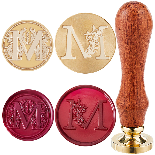 

PandaHall CRASPIRE 2Pcs 2 Styles Golden Tone Brass Wax Seal Stamp Head, with 1Pc Pear Wood Handle, for DIY Scrapbooking, Letter M, 25~30mm..., Brown