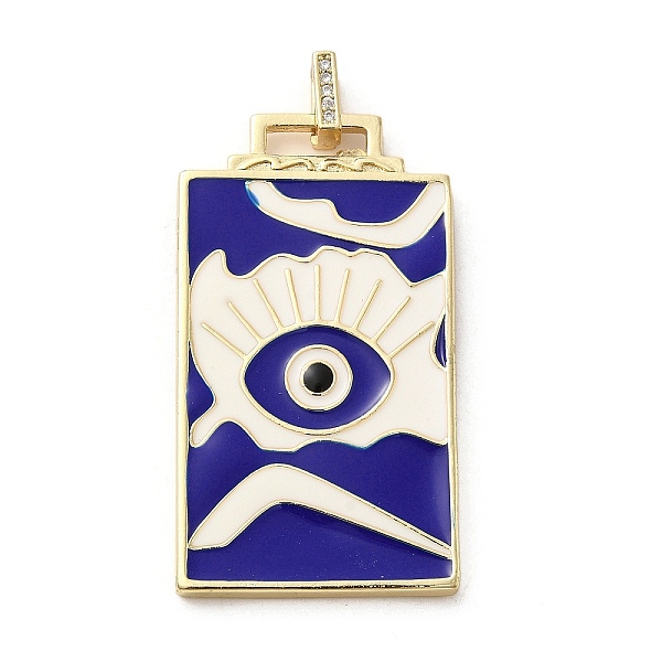 

PandaHall Brass Micro Pave Cubic Zirconia Pendant with Enamel, Rectangle, Dark Blue, 45.5x25.5x2.5mm, Hole: 4.5mm Brass+Cubic...