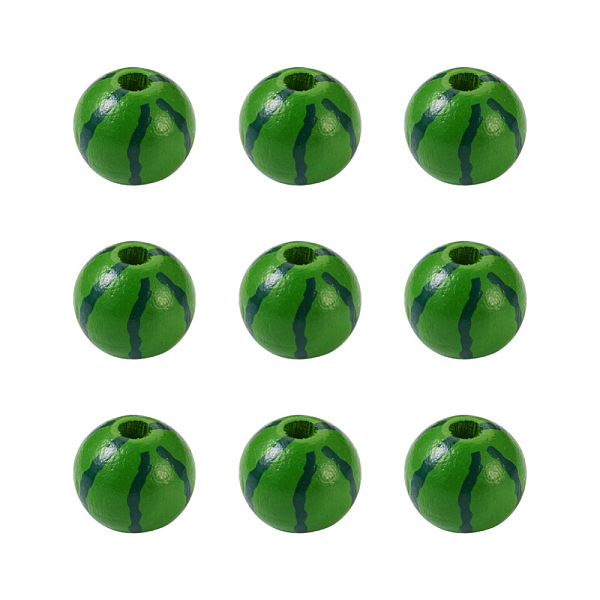 

PandaHall Natural Wooden Beads, Round with Watermelon Pattern, Green, 5/8 inch(16mm), Hole: 4mm Wood Round Green