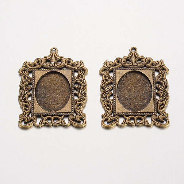

PandaHall Rectangle Tibetan Style Alloy Big Pendant Cabochon Settings, Lead Free & Nickel Free & Cadmium Free, Antique Bronze, Oval Tray...