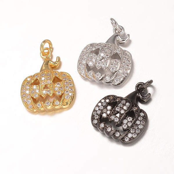 

PandaHall Halloween Brass Cubic Zirconia Pendants, Pumpkin, Grade AAA, Cadmium Free & Nickel Free & Lead Free, Mixed Color, 16x13x4mm, Hole..., Multicolor