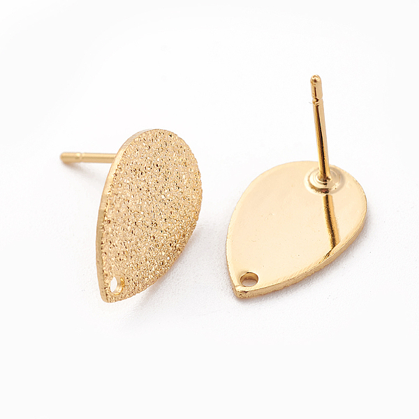 

PandaHall Brass Stud Earring Findings, with Loop, Teardrop, Bumpy, Nickel Free, Real 18K Gold Plated, 14x9x1mm, Hole: 1mm, Pin: 0.7mm Brass...
