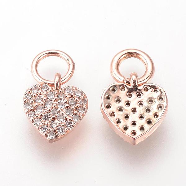 

PandaHall DIY Brass Micro Pave Cubic Zirconia Charms, Heart, Rose Gold, 8.5x7.5x2mm, Hole: 3mm Brass+Cubic Zirconia Heart