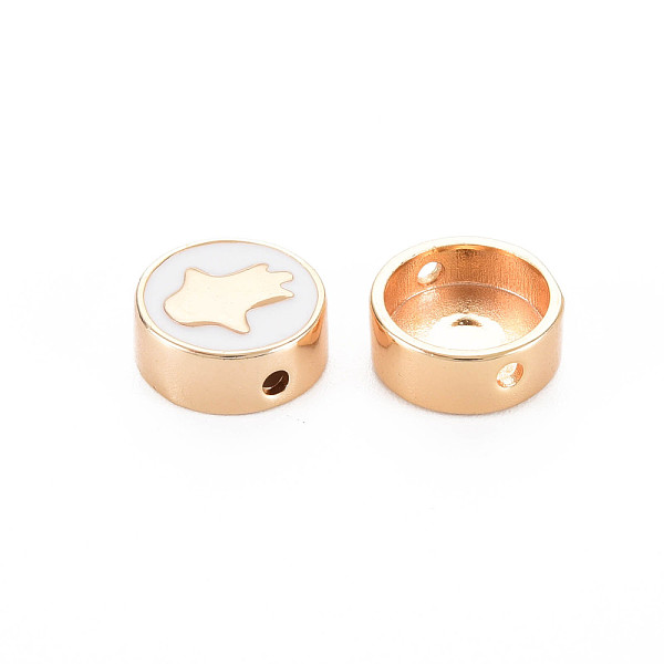 

PandaHall Brass Enamel Beads, Nickel Free, Real 18K Gold Plated, Flat Round with Palm, White, 11x4.5mm, Hole: 1.4mm Brass+Enamel Flat Round...