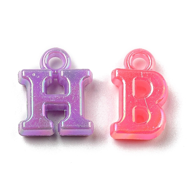 

PandaHall Acrylic Pendant, AB Color Plated, Letter, Mixed Color, 14~14.5x5~14x4mm, Hole: 2mm, about 2083pcs/500g Acrylic Letter Multicolor
