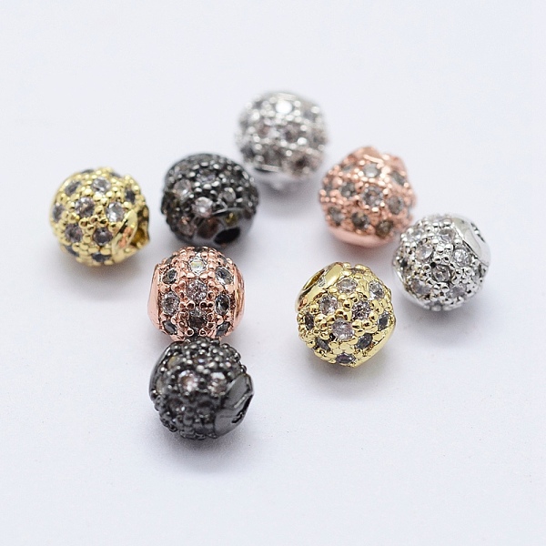 

PandaHall Brass Cubic Zirconia Beads, Round, Lead Free & Cadmium Free, Mixed Color, 4mm, Hole: 0.5mm Brass+Cubic Zirconia Round