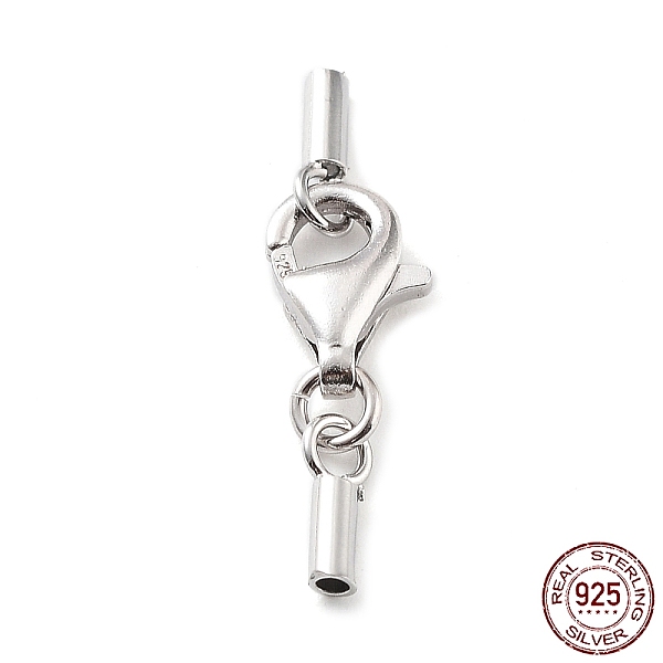 

PandaHall 925 Sterling Silver Lobster Claw Clasps, with Cord Ends and 925 Stamp, Platinum, 20mm, Inner Diameter: 1mm Sterling Silver