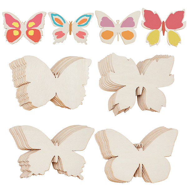 

PandaHall GOMAKERER 48 Pcs Wooden Butterfly Cutouts, 4 Styles Natural Unfinished Butterfly Slices Blank Butterfly Shaped Wood Cutouts Wooden..., Orange