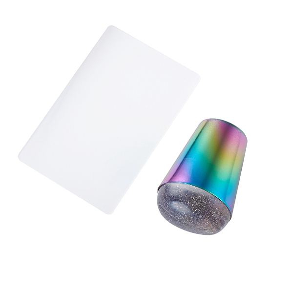 

PandaHall 201 Stainless Steel and Silicone Nail Art Seal Stamp and Scraper Set, Nail Printing Template Tool, Colorful, Seal Stamp: 50x36.5mm...