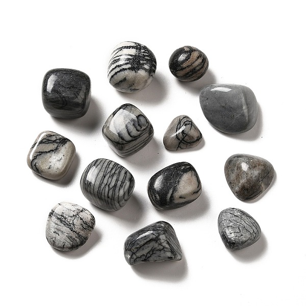 

PandaHall Natural Black Netstone Beads, Tumbled Stone, Vase Filler Gems, No Hole/Undrilled, Nuggets, 17~30x15~27x8~22mm Netstone Nuggets