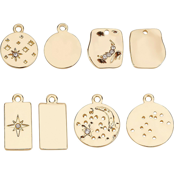 

PandaHall BENECREAT Alloy Pendants, with Crystal Rhinestone, Cadmium Free & Nickel Free & Lead Free, Flat Round with Star, Real 18K Gold..., Clear