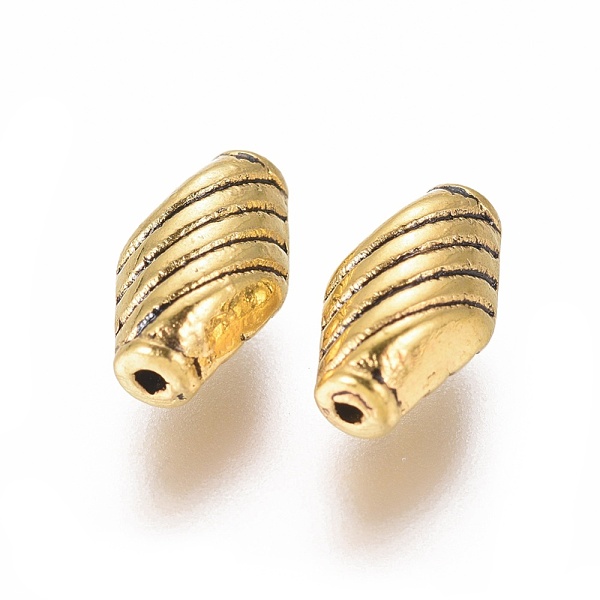 PandaHall Tibetan Style Alloy Beads, Antique Golden Color, Lead Free & Nickel Free & Cadmium Free, 10x6x5mm, Hole: 1mm Alloy Twist