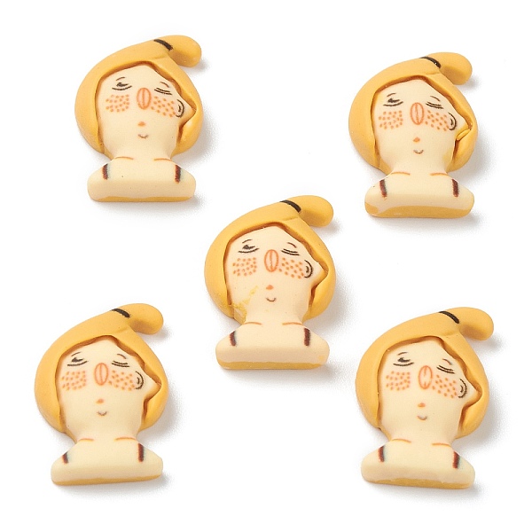 

PandaHall Resin Cabochons, Cartoon Character, Girl with Gold Hair, 21x15x6mm Resin Human Gold