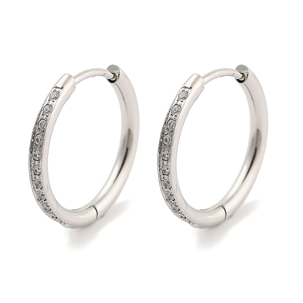 

PandaHall 304 Stainless Steel Micro Pave Clear Cubic Zirconia Huggie Hoop Earrings for Women, with 316 Surgical Stainless Steel Ear Pins...