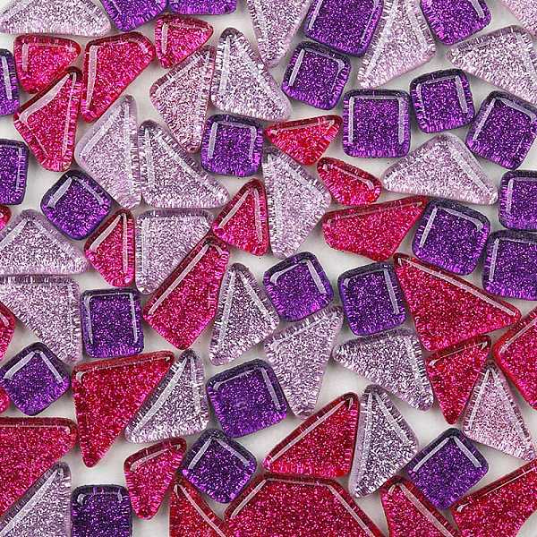 

PandaHall Irregular Transparent Glass Cabochons, Mosaic Tiles, for Home Decoration or DIY Crafts, Fuchsia, 12~13x13~25x4~4.5mm, 600pcs/kg..., Pink