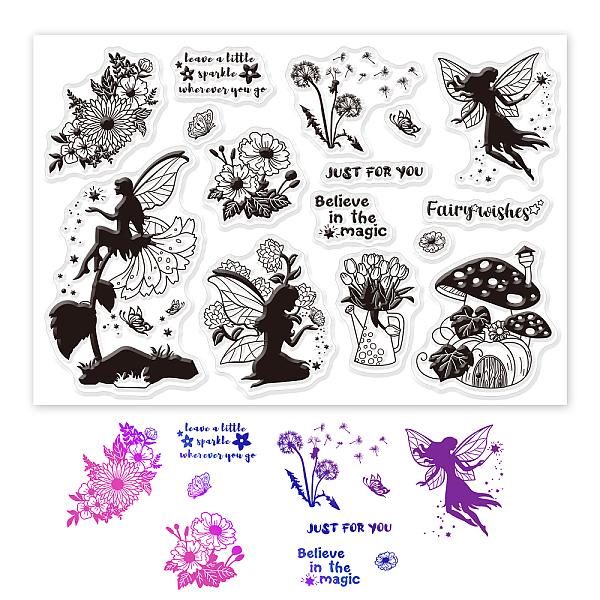 

PandaHall PVC Plastic Stamps, for DIY Scrapbooking, Photo Album Decorative, Cards Making, Stamp Sheets, Fairy Pattern, 16x11x0.3cm Plastic...