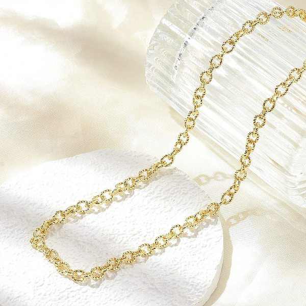 Brass Textured Cable Chain Necklaces