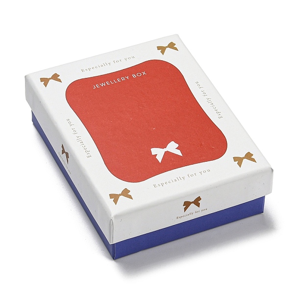 

PandaHall Cardboard Jewelry Box, Bowknot Print Jewelry Case for Brooch, Ring, Earring Packaging, Rectangle, Tomato, 9.1x6.9cm, 86x65mm inner..., Red